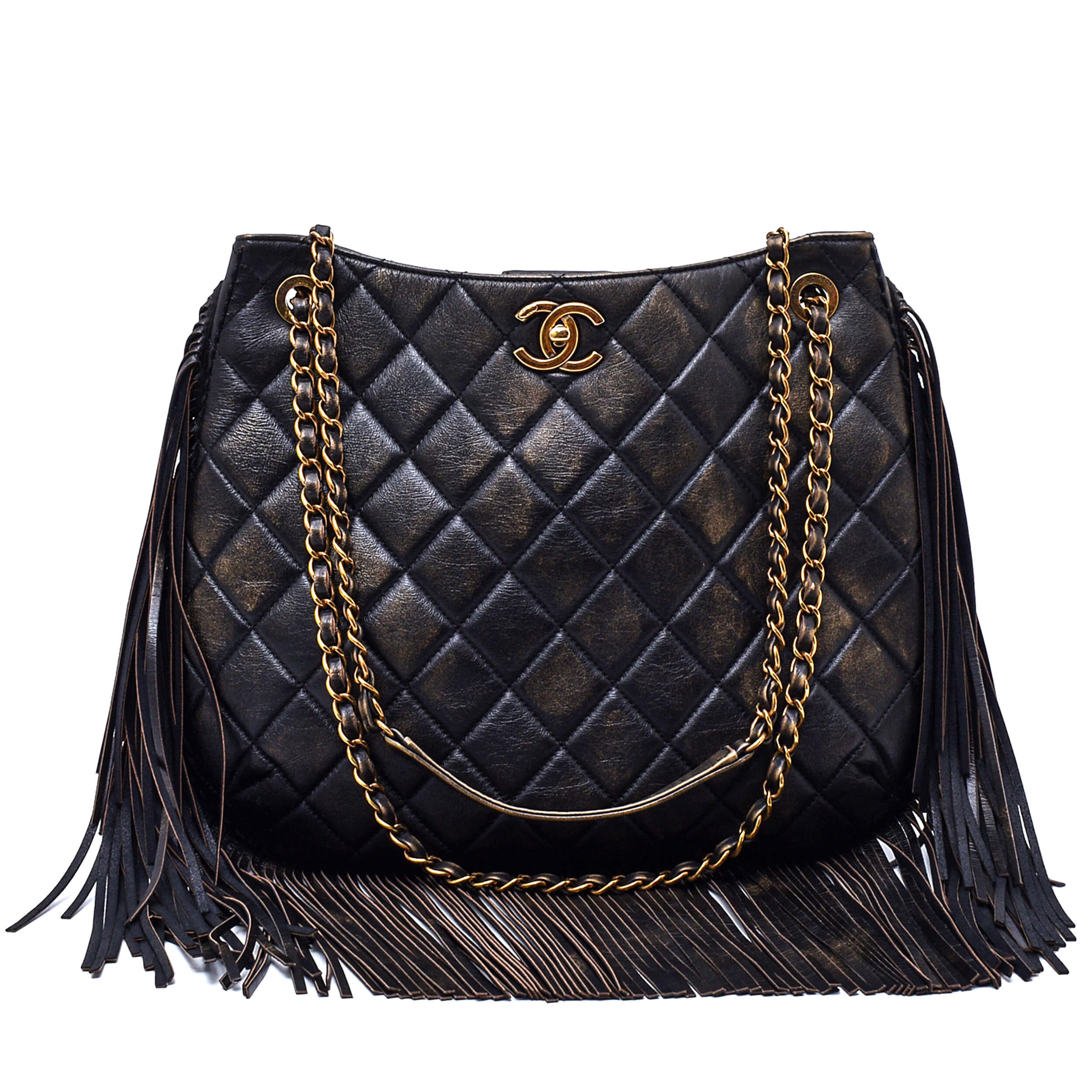 Chanel - Bronze Quilted Calfskin Leather Paris Dallas Metiers Fringe Hobo Bag